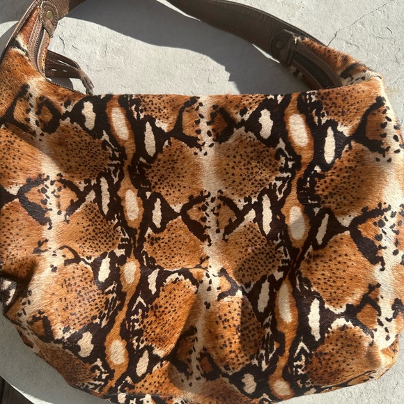 Streets Ahead Brown and Black Hobo Bag with Snake Print calf hair - Picture 2 of 9